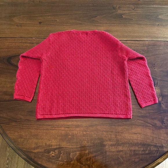 Jones New York Sport Red Knit Cotton Crewneck Sweater Size M - Picture 2 of 3